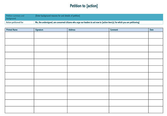 Editable Petition Template - Easy to Customize