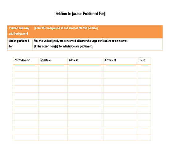 Petition Form Word - Free Template for Your Campaign