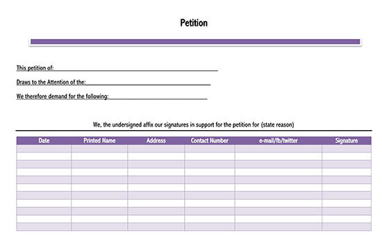Petition Form Template Word- User-Friendly Format