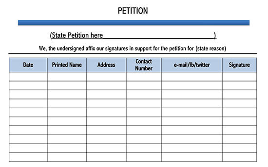 Fillable Petition Template - Easy Online Submission