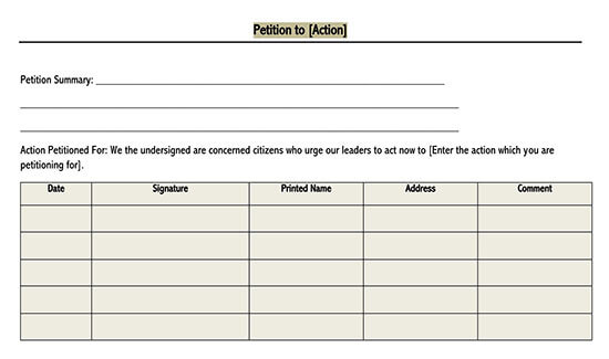 Free Petition Template - Downloadable Word Document
