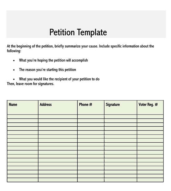 Download Free Petition Template - Word Format for Action