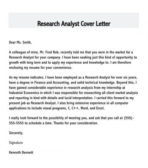 good cover letter for analyst position