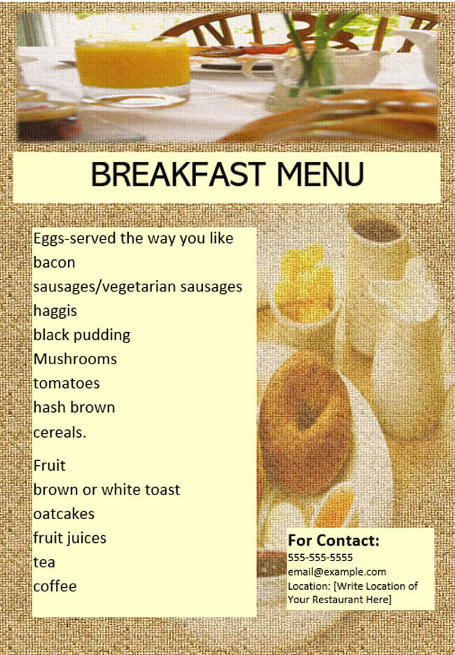 Customizable restaurant menu template 09