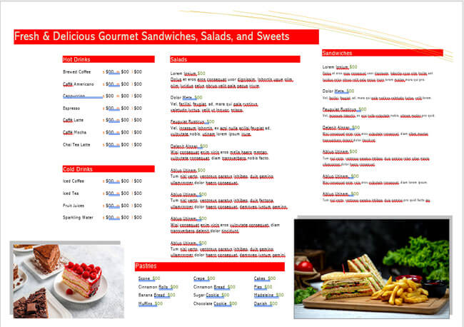 Free restaurant menu template 01