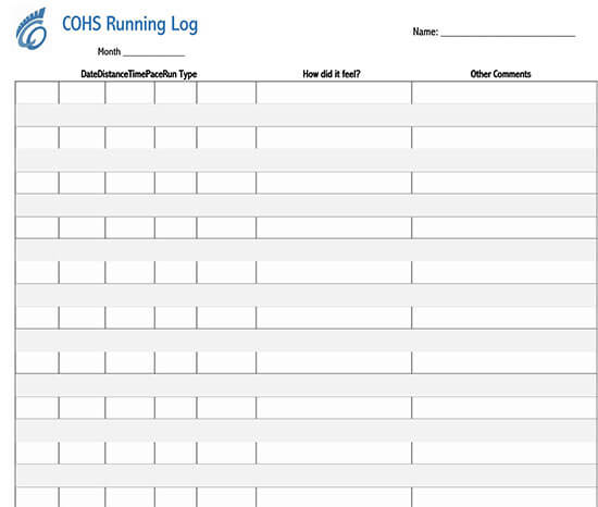 Free Running Logs and Walking Chart Template 01