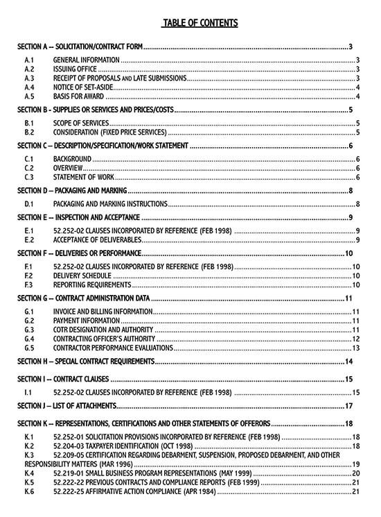 Printable table of content outline 07