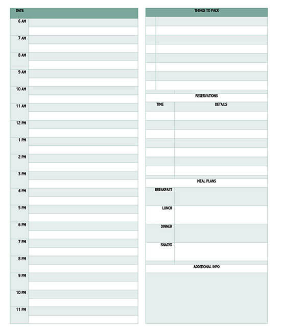 Comprehensive flight itinerary template