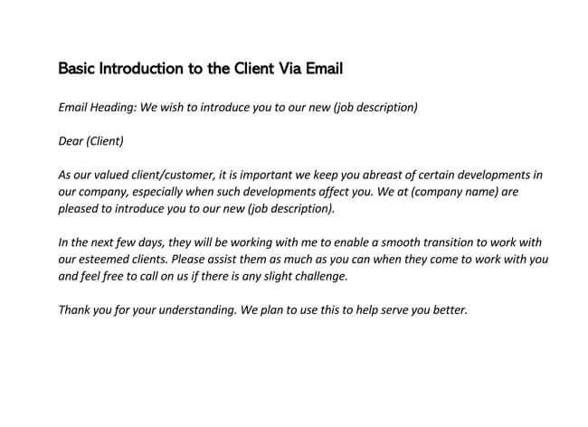 Basic Introduction to the Client Via Email