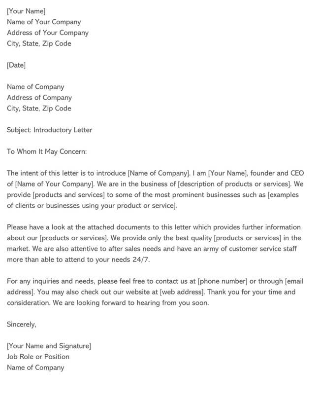 Business Introduction Letter Free Template 04