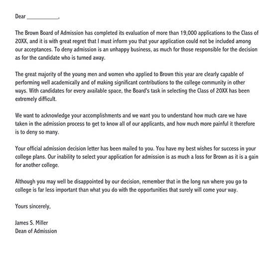 Word College Rejection Letter Template 05