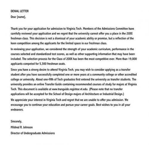 private school rejection letter sample 01