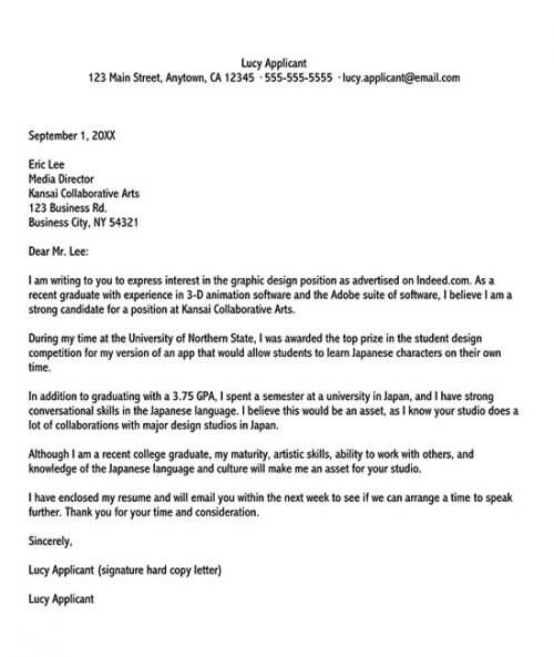 student cover letter examples cover letter template