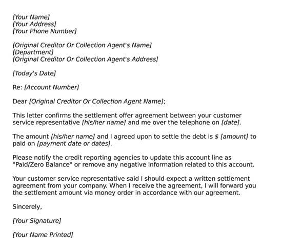 Sample debt settlement agreement example 04