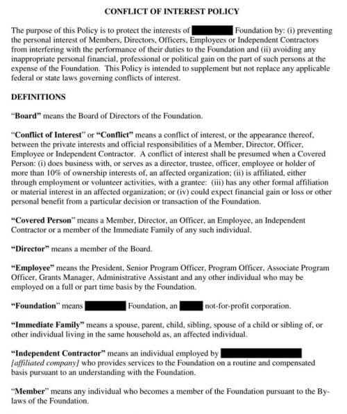 Employee Conflict of Interest Policy Templates Word PDF