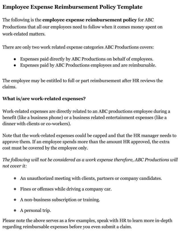 Free Expense Reimbursement Policy Templates Best Practices free-expense-reimbursement-policy-templates-best-practices
