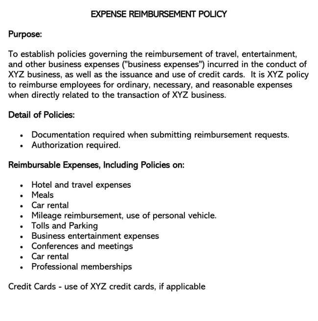 travel meal reimbursement policy