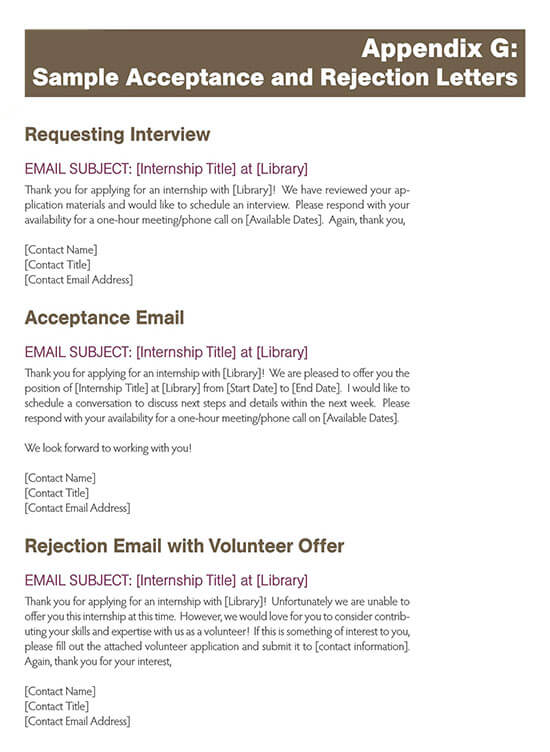 Internship Rejection Letter Sample Free Download