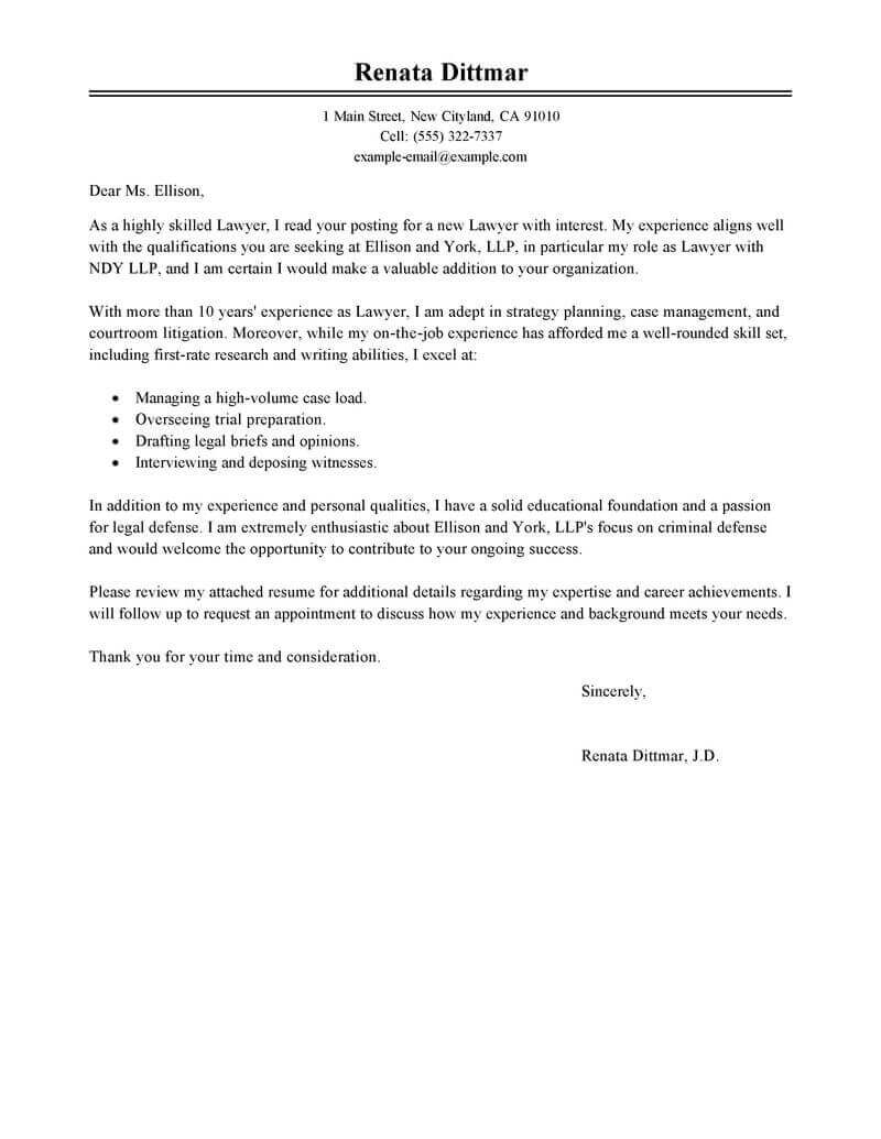 job application letter for legal advisor