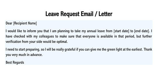 Leave Permission Letter: Template with Example Content