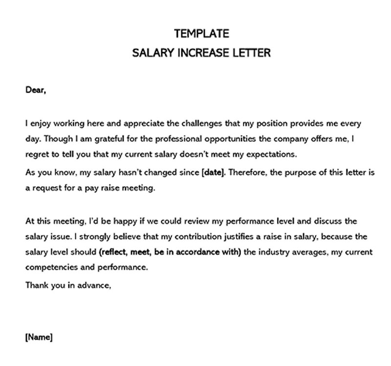 salary increment letter to employee format 