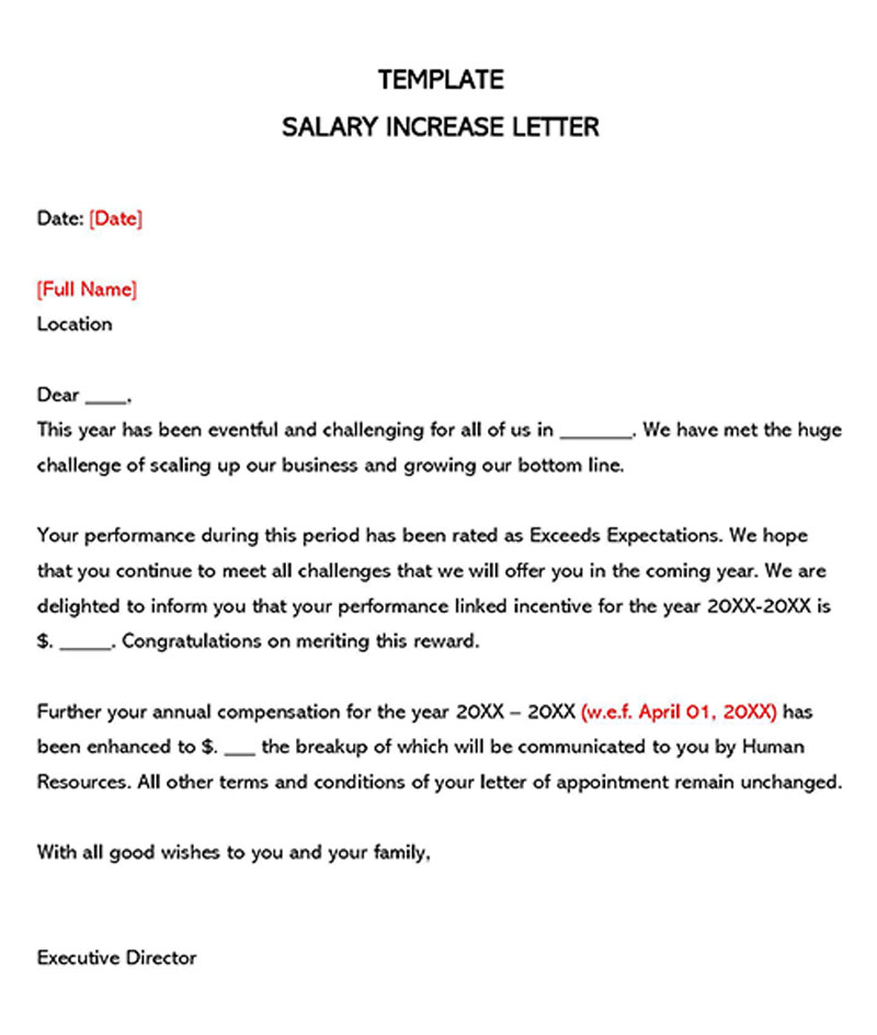 Salary Increase Template Example