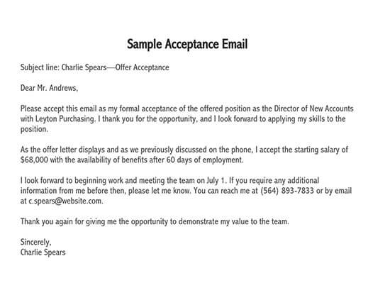 Thank You Letter for Job Offer Example - Downloadable