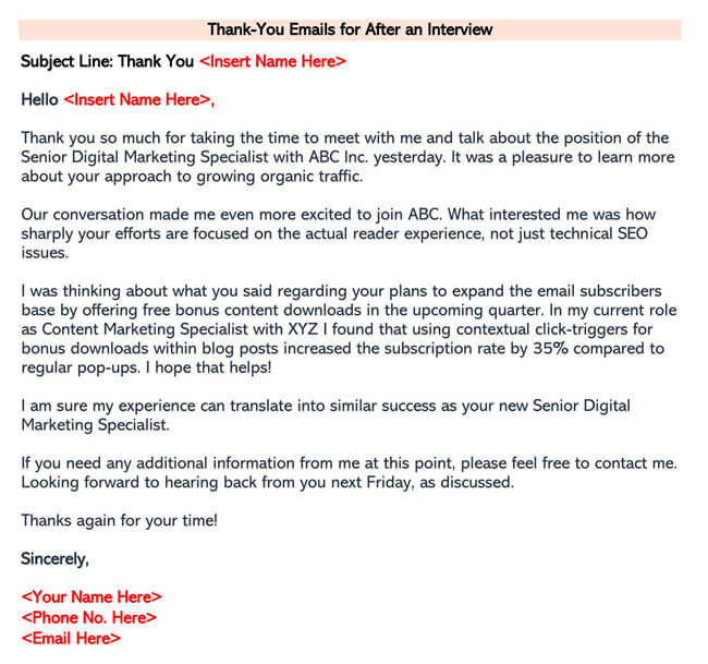 Thank You Email After an Interview - Free Sample 06