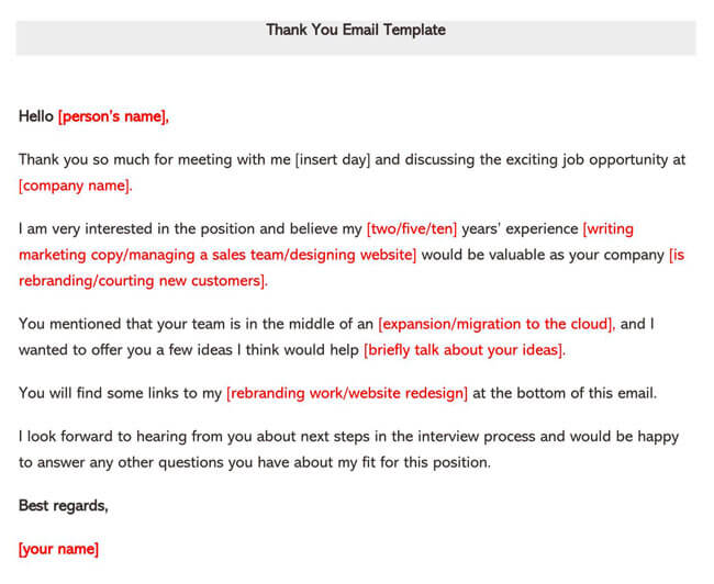 Editable Thank You Email After an Interview Template - Download Now 07