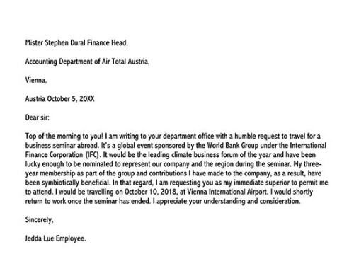 travel permission letter format 01