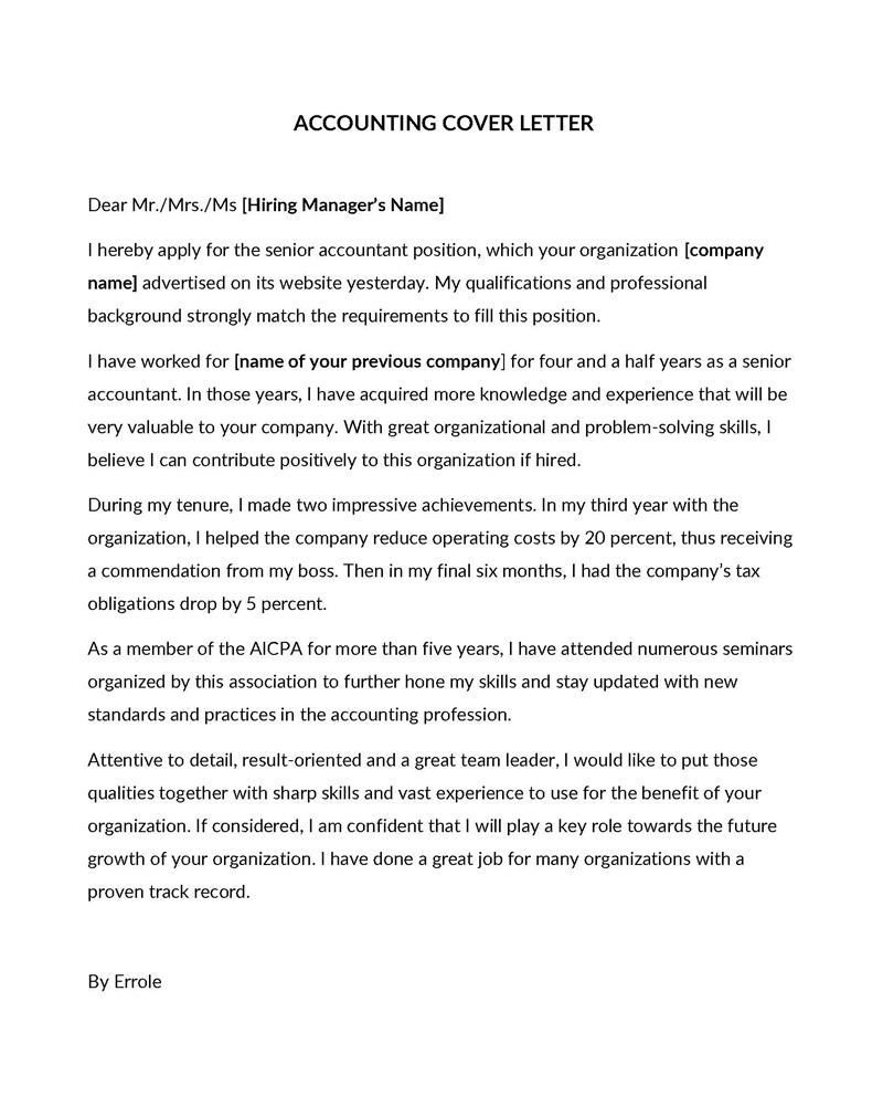 Example of an accounting cover letter template 10