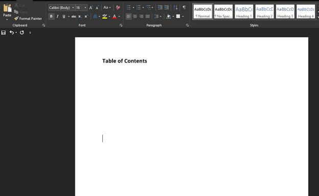 Table of Contents Templates