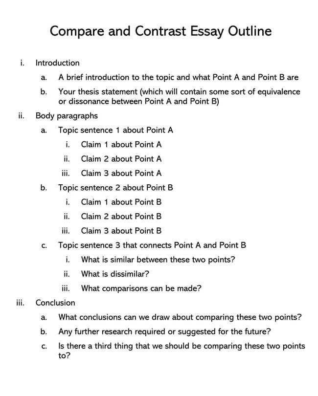 point by point comparison essay outline