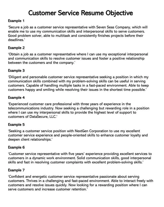 Customer Service Resume Objective With Examples Customer Service Resume Objective With Examples