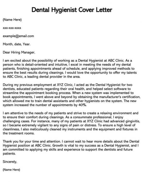 Dental Hygienist Cover Letter Examples (How to Format)