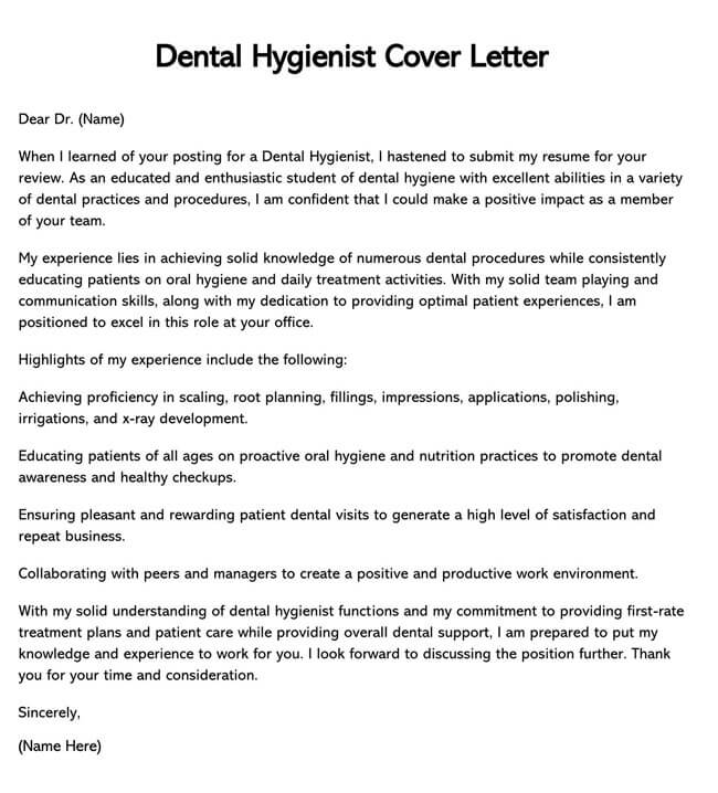 essay for dental hygiene application