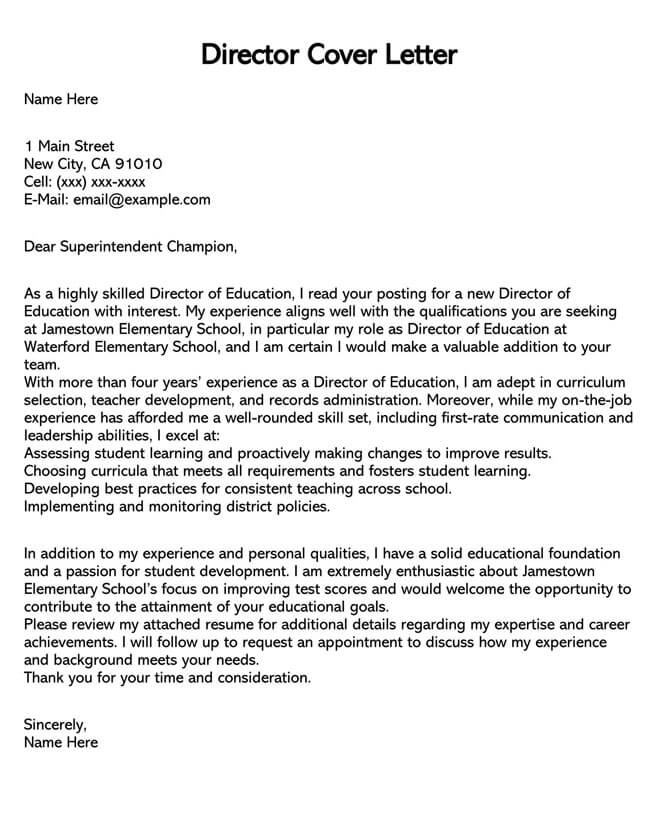 application letter to director