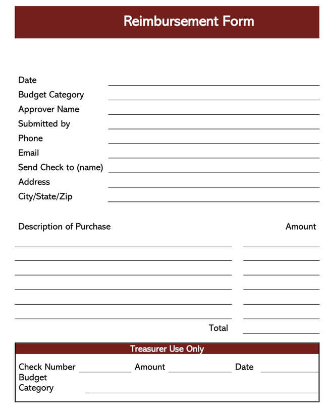 Free Printable Employee Reimbursement Template as Image File