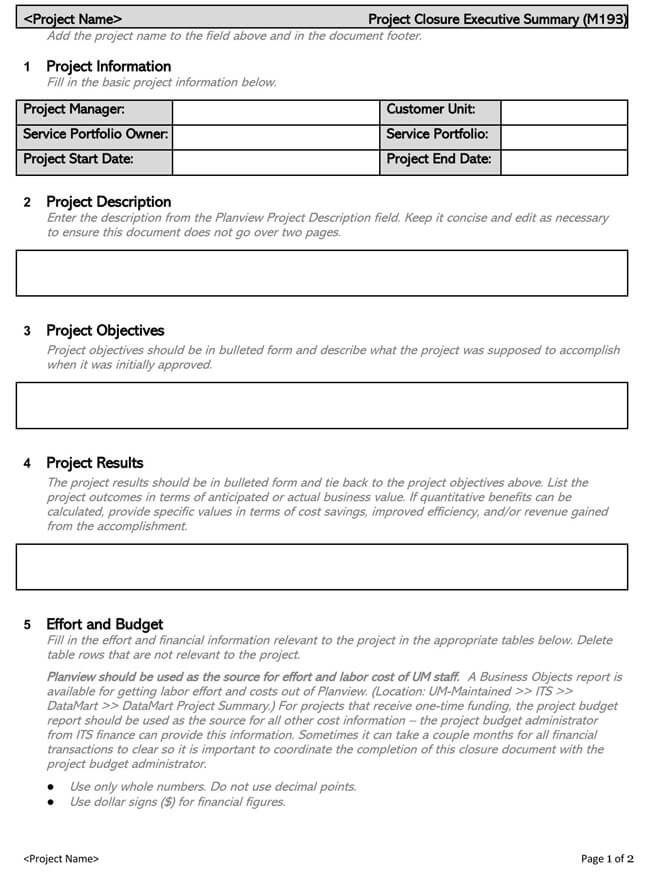 Great Printable Executive Summary Template 23 as Word File