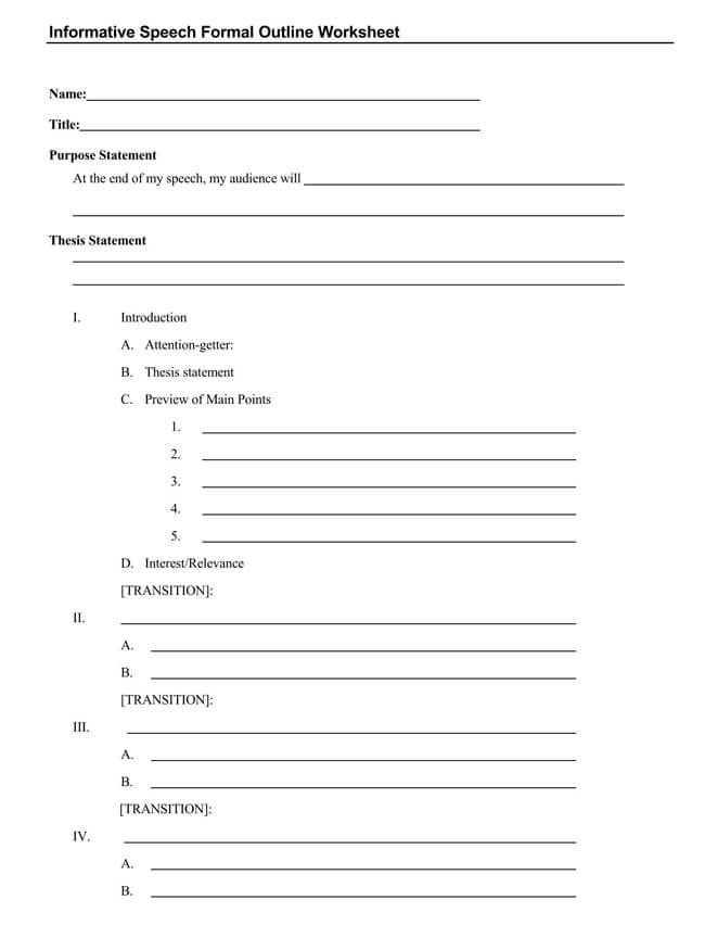 preparation outline for informative speech