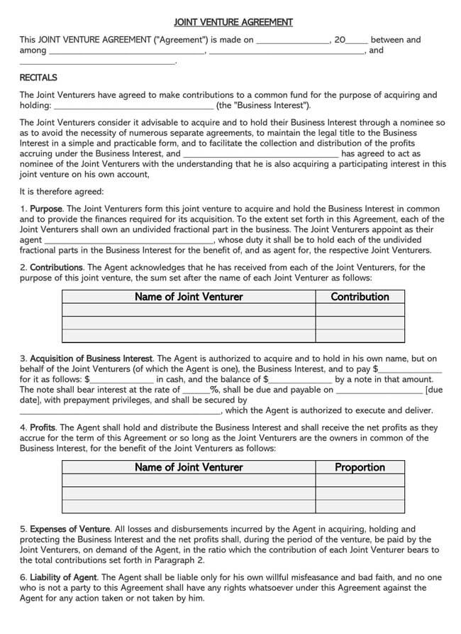Joint Venture Agreement Template 02
