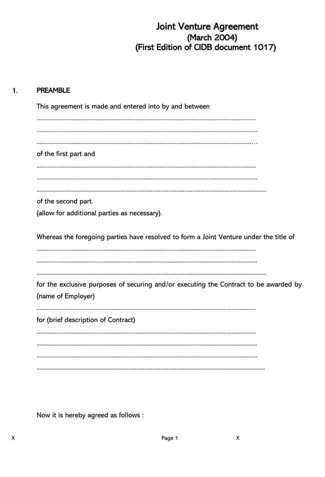 Joint Venture Agreement Template 10