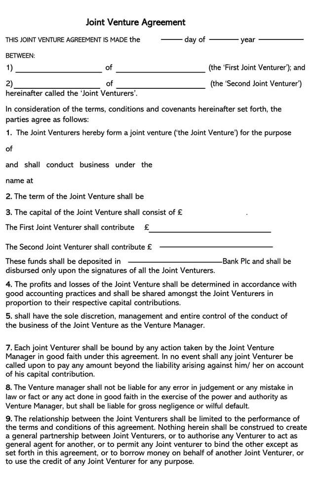 Joint Venture Agreement Template 20