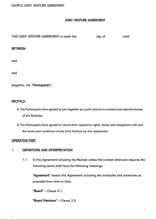 Joint Venture Agreement Template 25