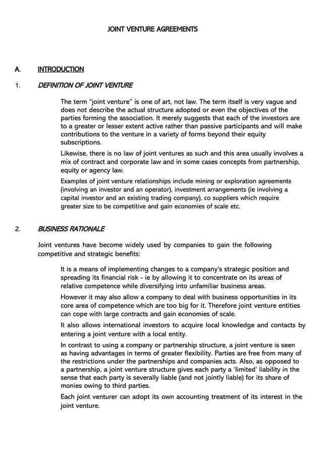 Joint Venture Agreement Template 27
