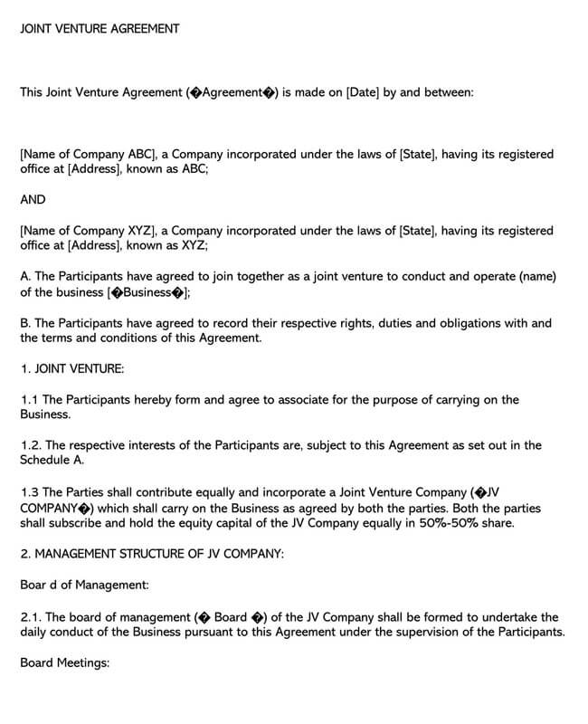 Joint Venture Agreement Template 32