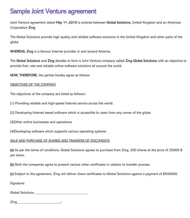Joint Venture Agreement Template 35