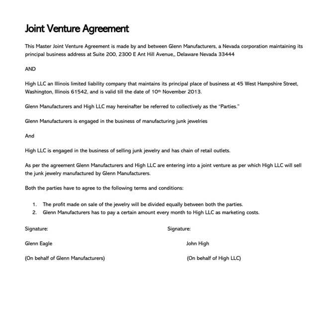Joint Venture Agreement Template 36