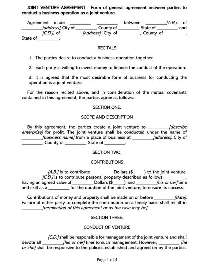 Joint Venture Agreement Template 38