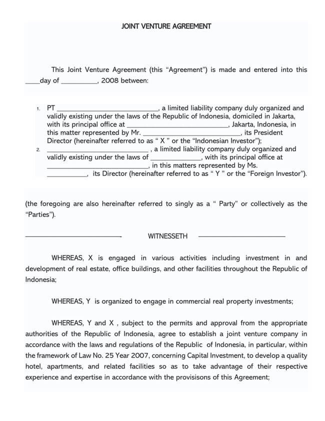 Joint Venture Agreement Template 39